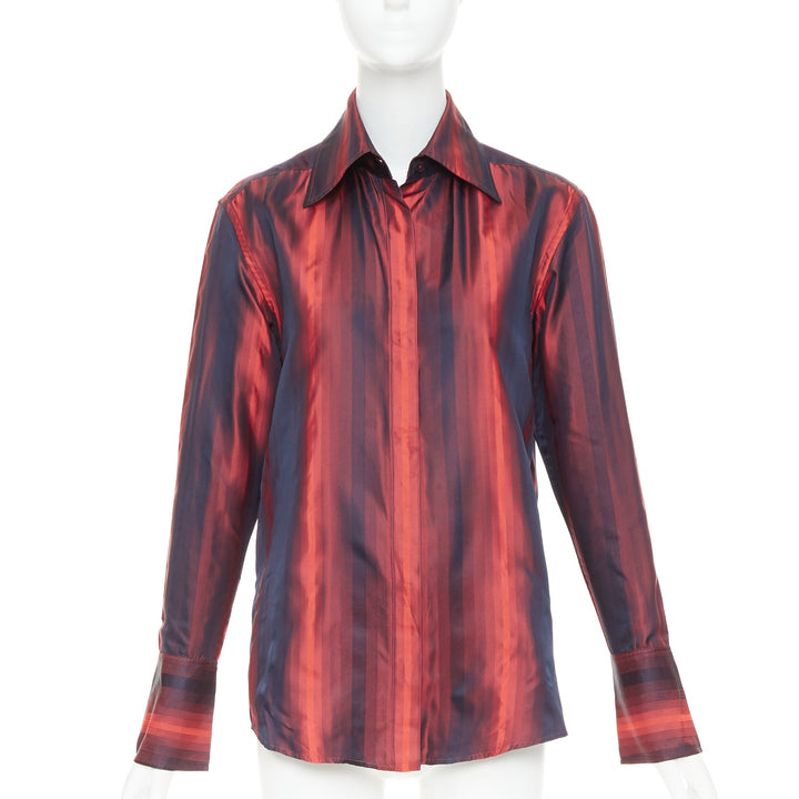GUCCI 1997 Tom Ford Vintage orange black gradient striped shirt IT40 S