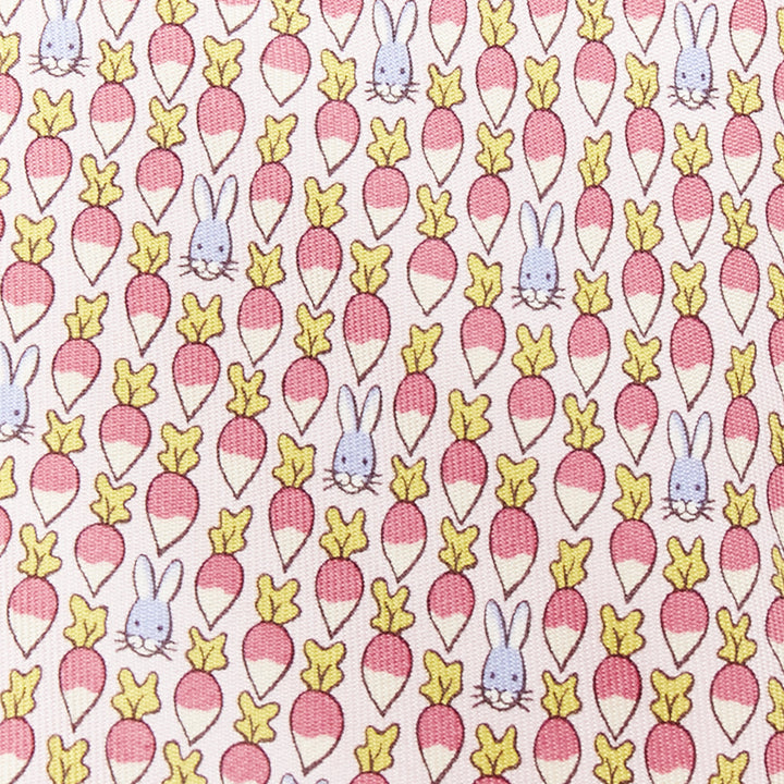 HERMES lavender pink blue 100% silk rabbit turnip print formal tie