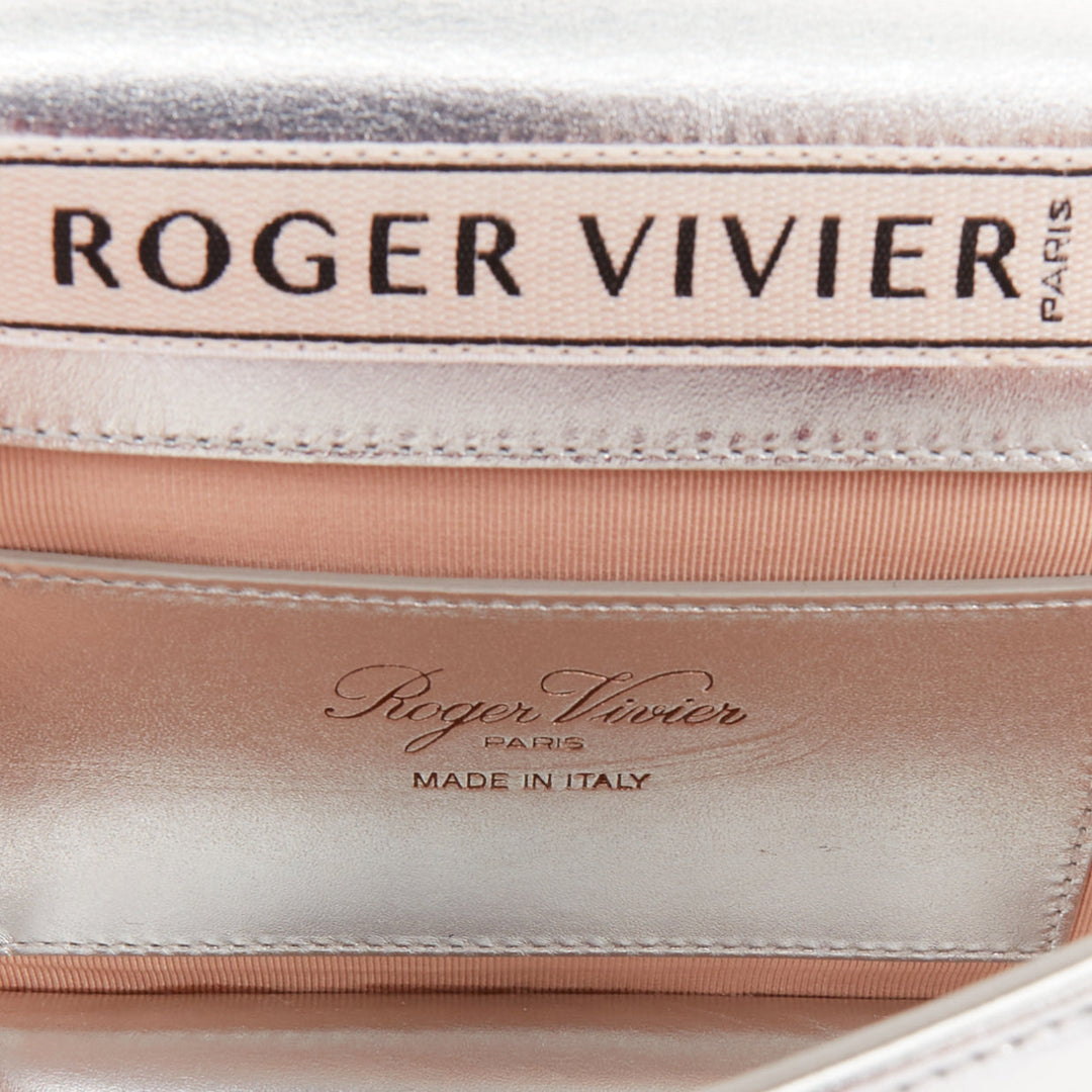 ROGER VIVIER 2023 Kaleidochoc Viv Choc Mini Disco silver sequin crystal bag