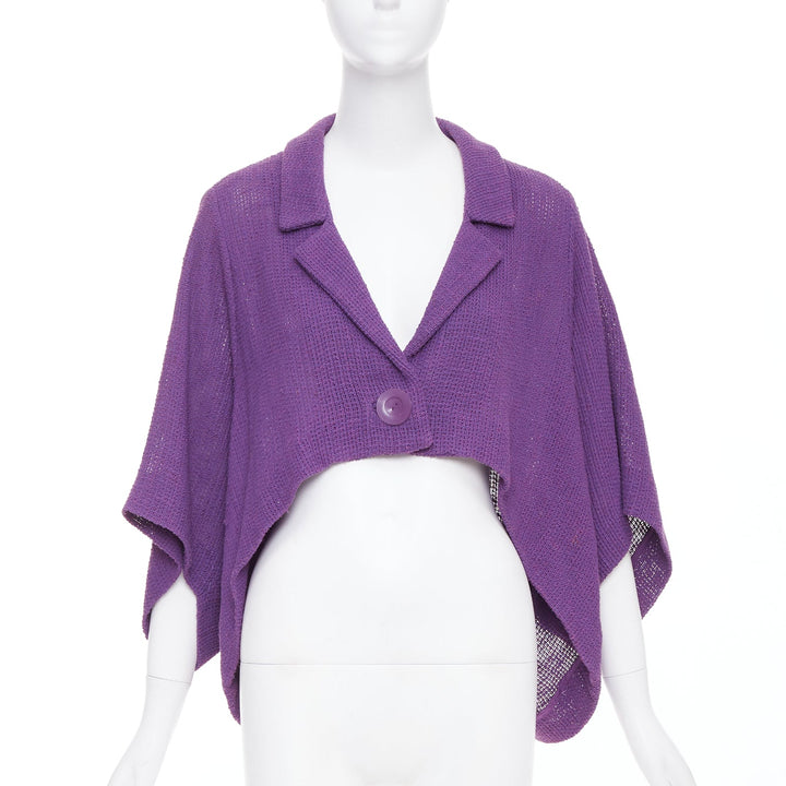 CHLOE Vintage purple cotton blend single button high low cape jacket FR38 M