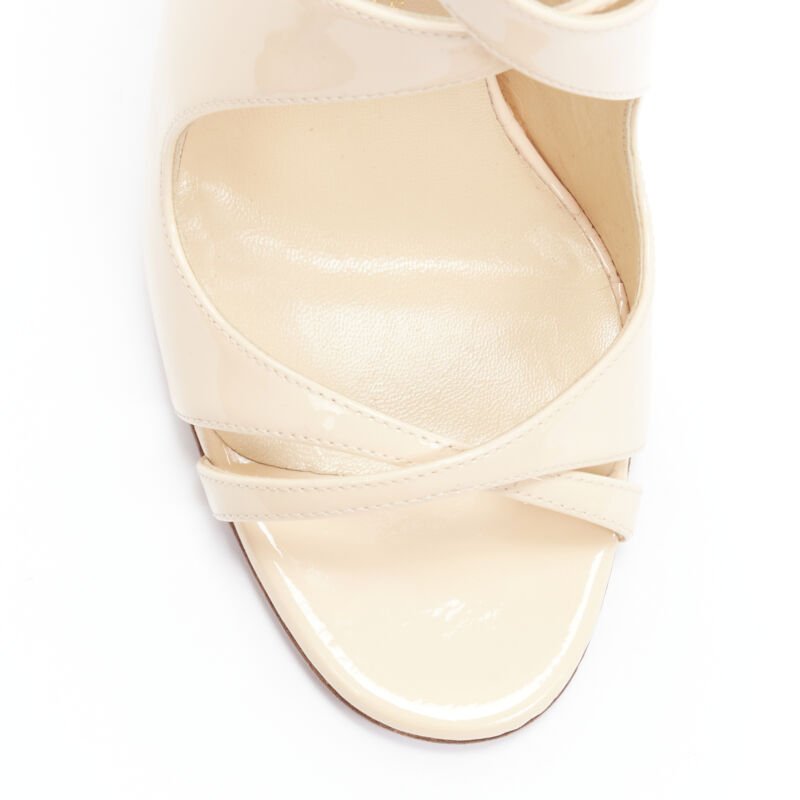 CHRISTIAN LOUBOUTIN Malefissima 110 nude patent strappy heel sandals EU37.5