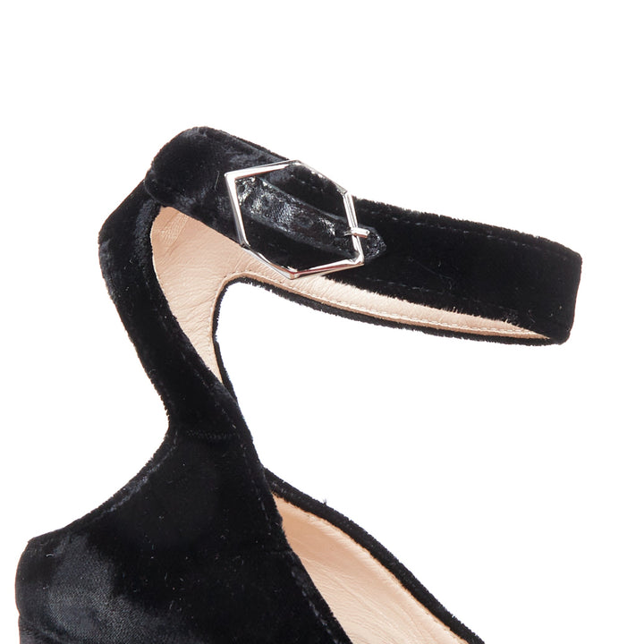 NICHOLAS KIRKWOOD Lola black velvet pearl heel slingback pumps EU38