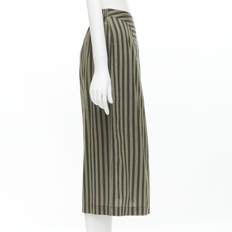 ISSEY MIYAKE 1980's Vintage brown striped cotton diagonal pleat A-line skirt M