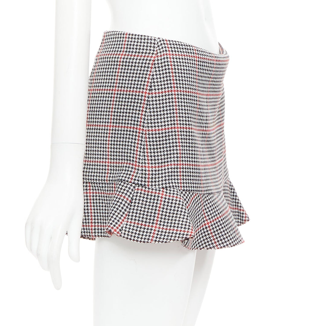 RED VALENTINO red black houndstooth check print flare mini skort IT36 XXS