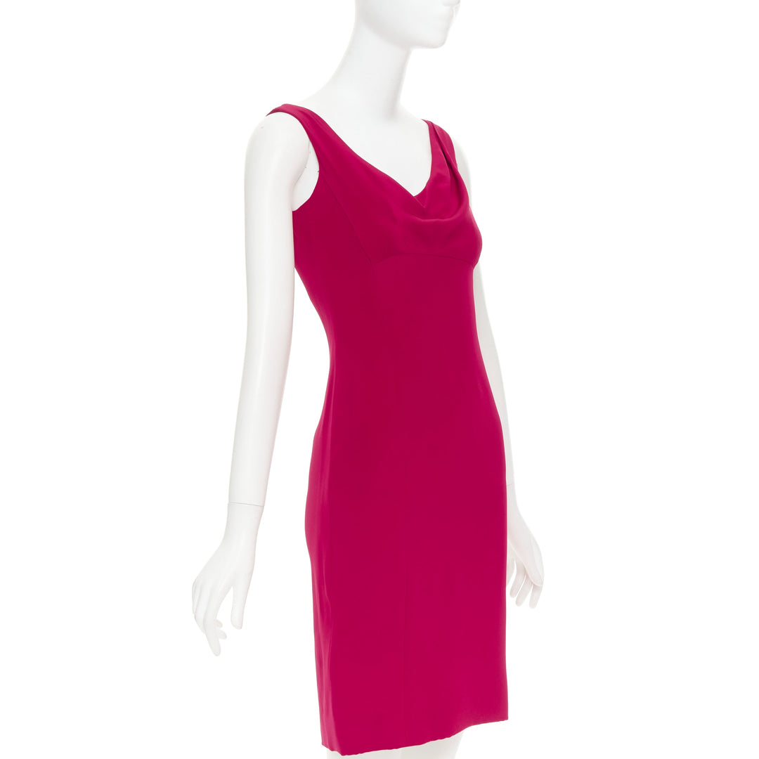 VERA WANG red slinky draped cowl neck sleeveless mini dress