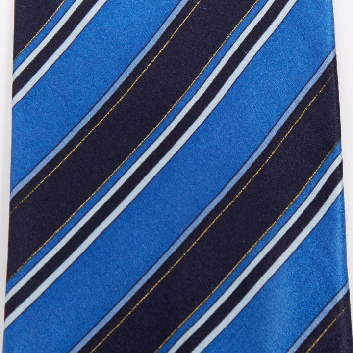 BRIONI Set of 3 100% silk blue diagonal stripes black pleats white polka dot tie