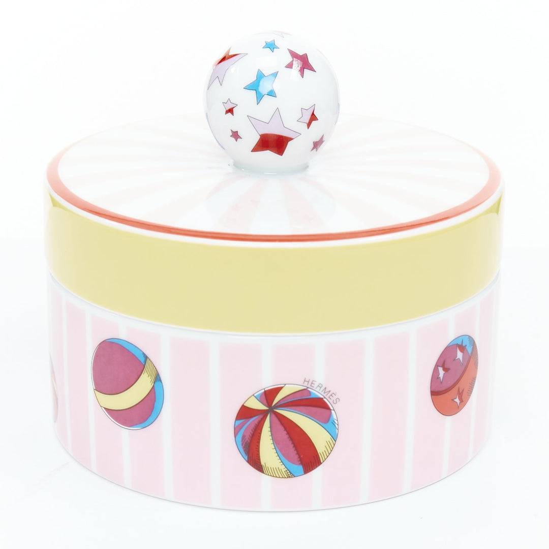 RHERMES Circus Round Box pink yellow white star balls porcelain container