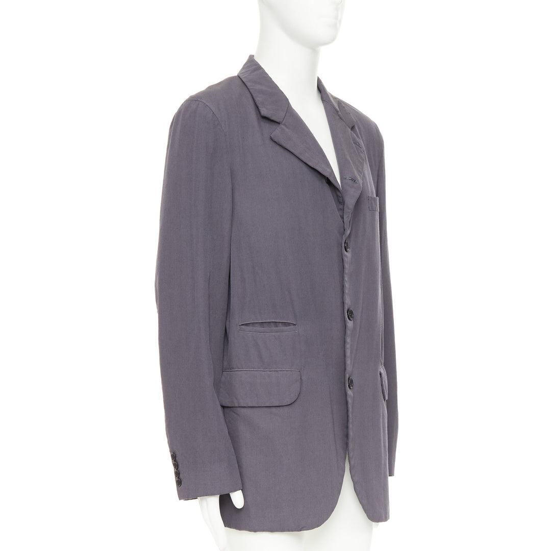 COMME DES GARCONS HOMME DEUX 2024 grey wool flap pockets long-line blazer XL
