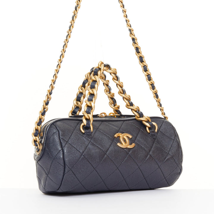 CHANEL 2020 Fashion Therapy Quilted Lambskin small gold hardware bowling bag