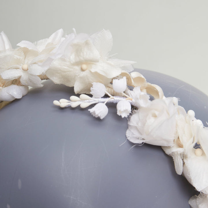 rare SAINT LAURENT 2023 Runway Bohemian Bridal rose bud silk voile headband