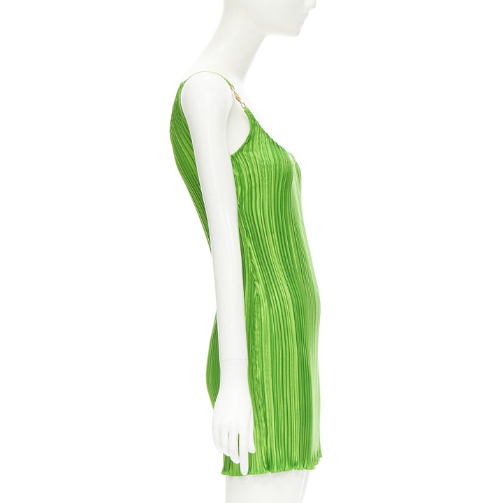 VERSACE 2021 Runway green Tresor De La Mer starfish plisse slip dress IT42 M