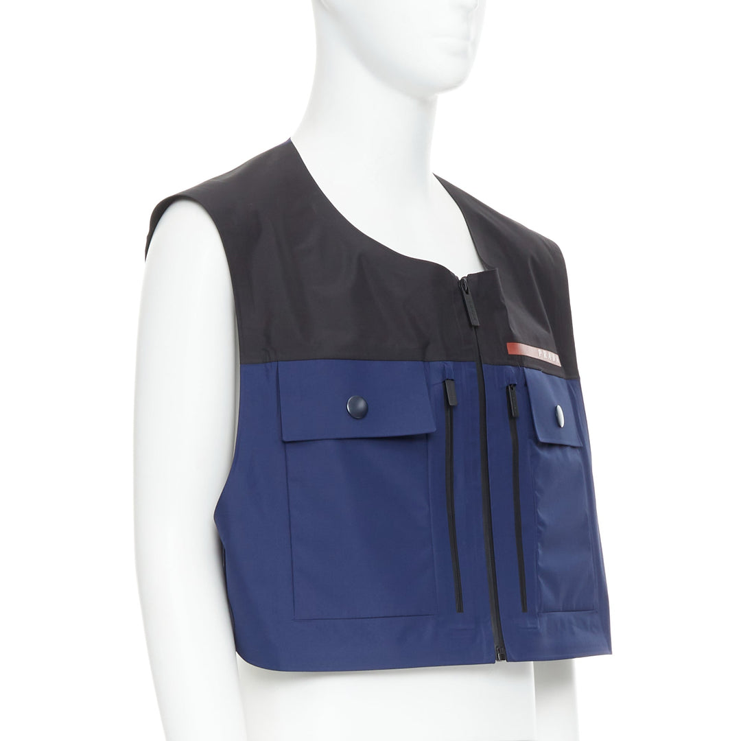 PRADA Linea Rossa SGB592 Extreme Tex navy utility pocket cropped vest M