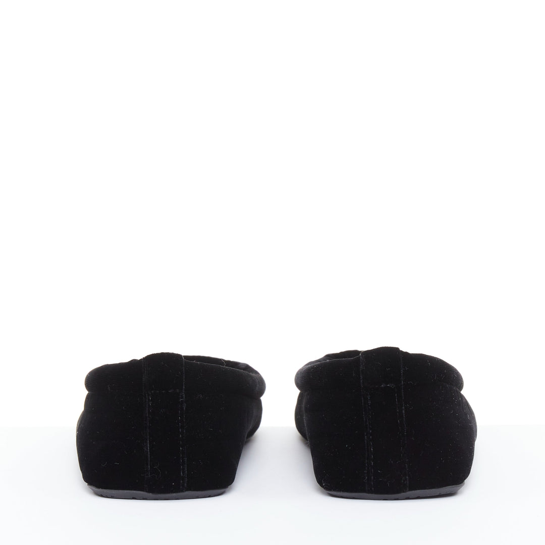 ALAIA black velvet padded 3D outline low vamp ballerina flats EU38