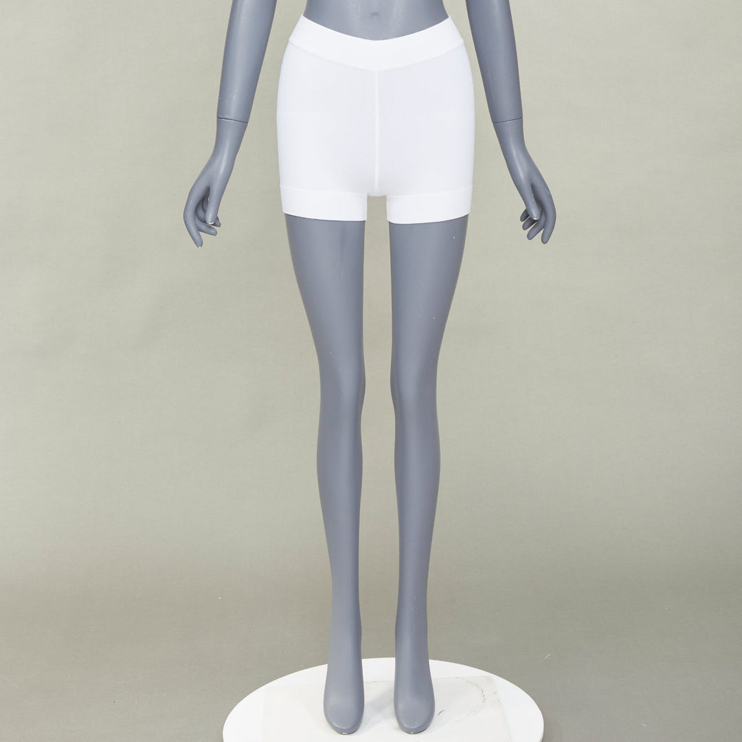 ALAIA cream viscose blend high waist ribbed knitted boyish jogger shorts FR36 S