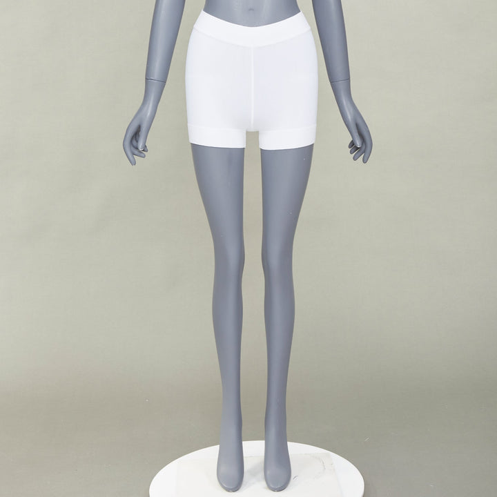 ALAIA cream viscose blend high waist ribbed knitted boyish jogger shorts FR36 S