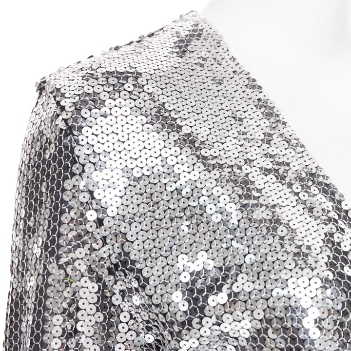 ALEXANDRE VAUTHIER COUTURE SS2015 Runway silver sequin plunge neck gown dress