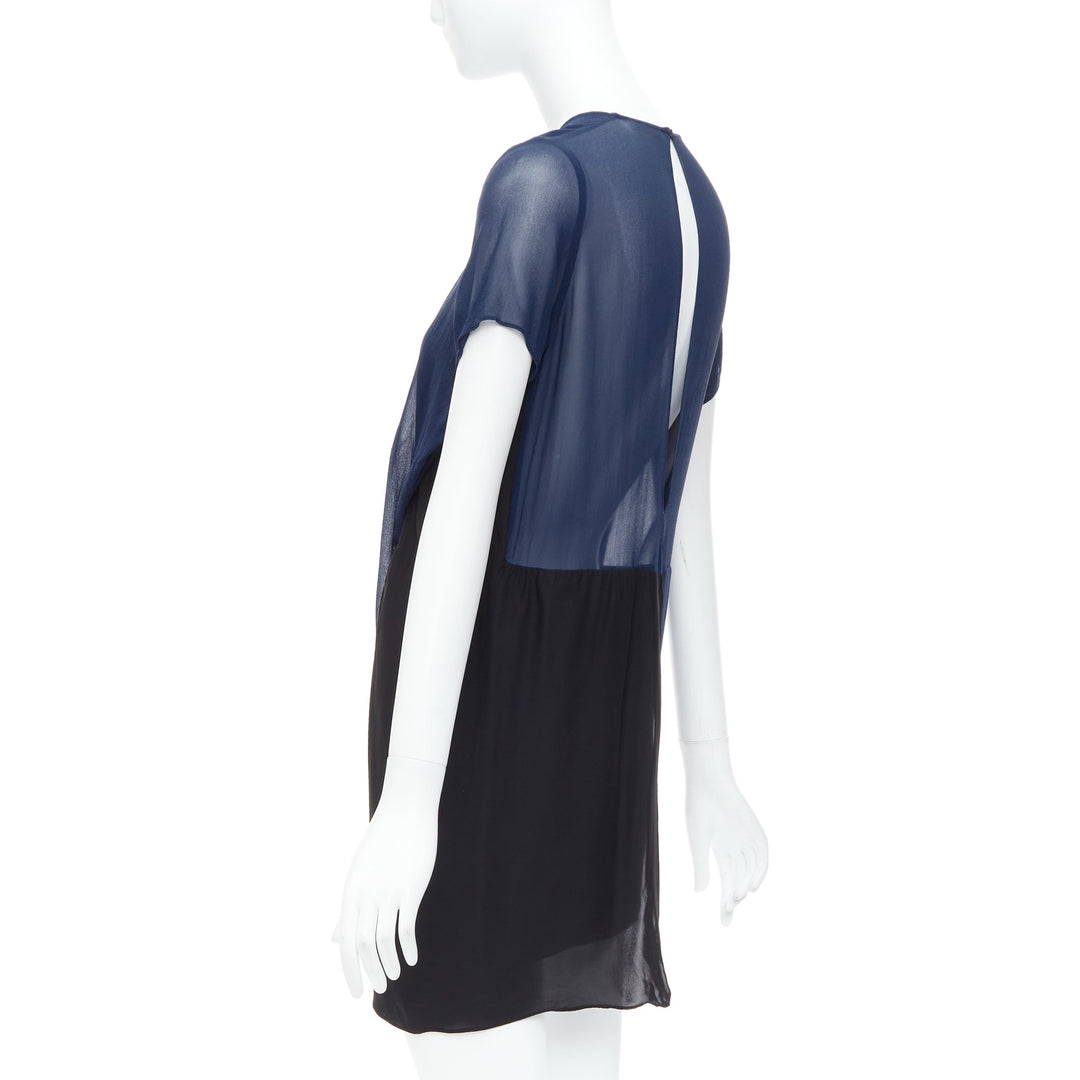 ACNE STUDIOS 2013 Paloma black navy bicolor drape dress FR34 XS