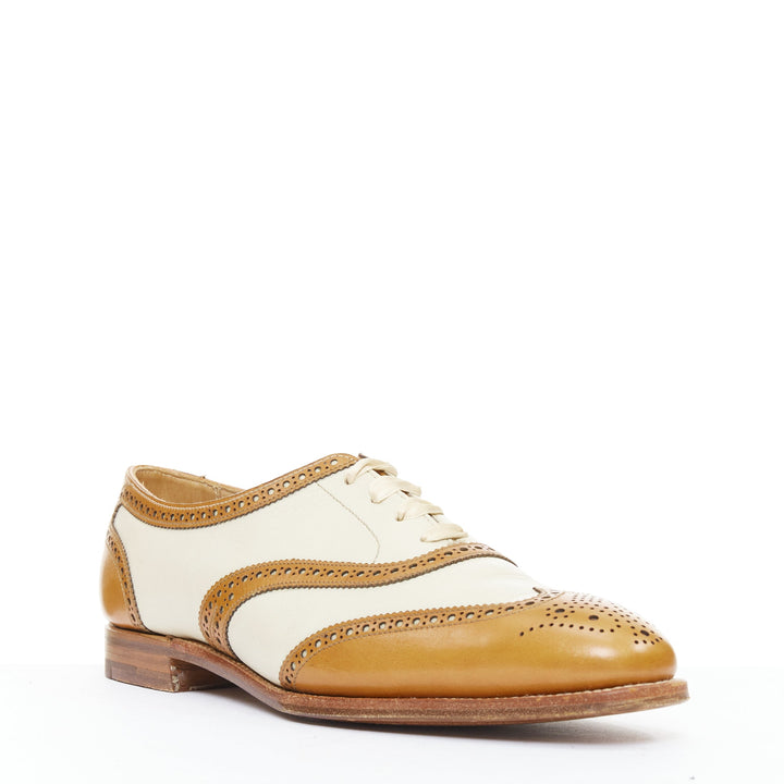 CROCKETT AND JONES Alice brown nude leather wingtip brogue oxford UK7 EU40