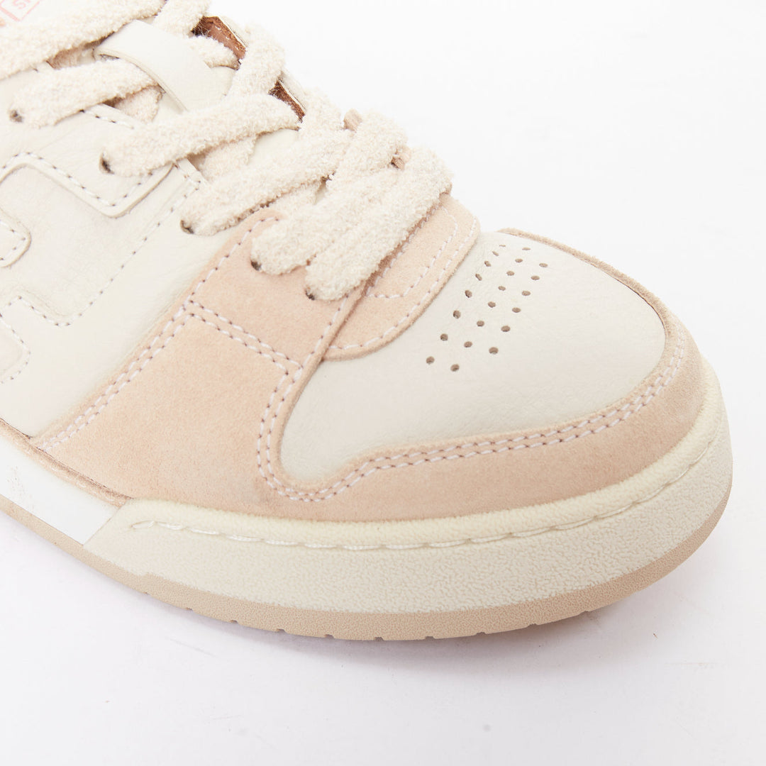FENDI Match Low beige pink leather FF logo flat chunky sneakers EU35