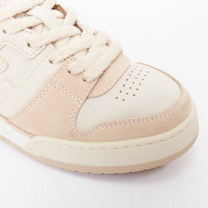 FENDI Match Low beige pink leather FF logo flat chunky sneakers EU35