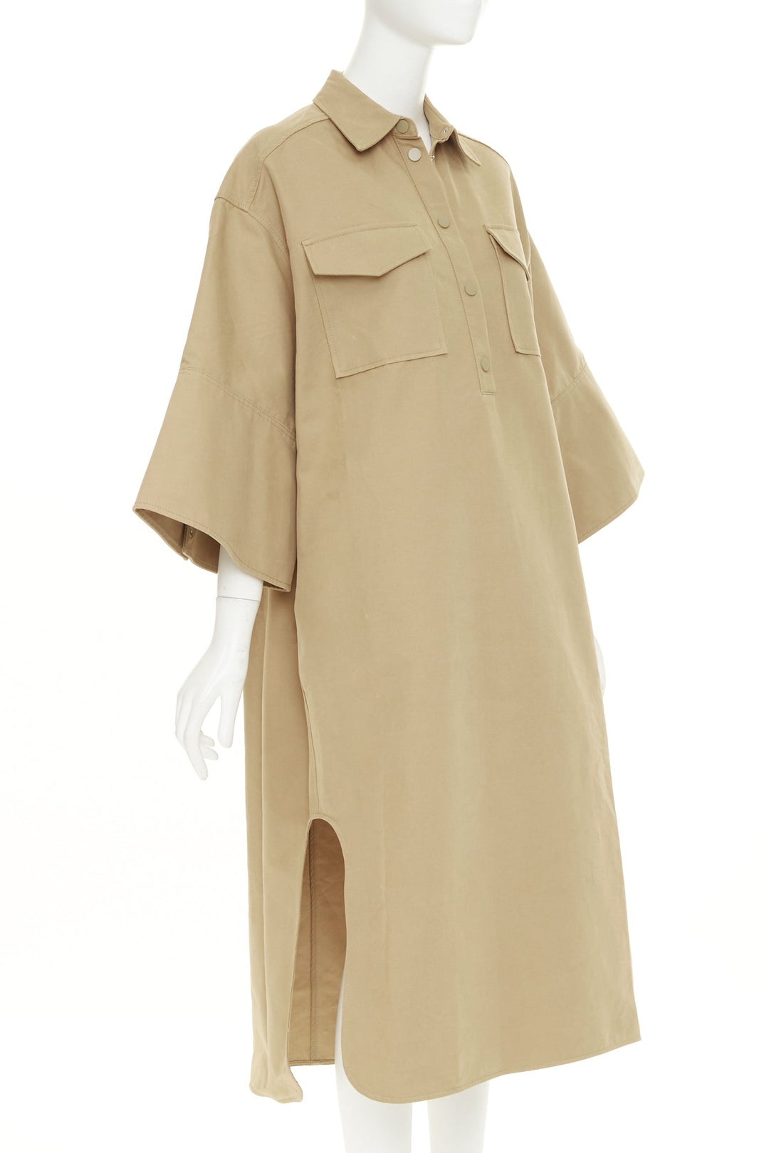 REMAIN BIRGER CHRISTENSEN Bonny cargo khaki organic cotton midi dress FR36 S