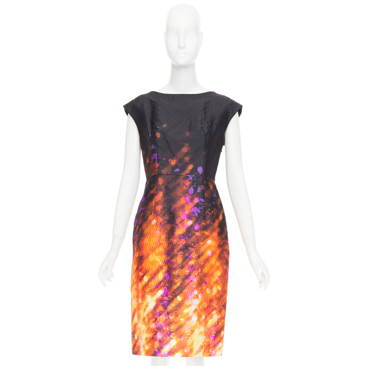 PRADA 2018 Cloque Brokeh silk jacquard textured bow back cocktail dress IT38 XS