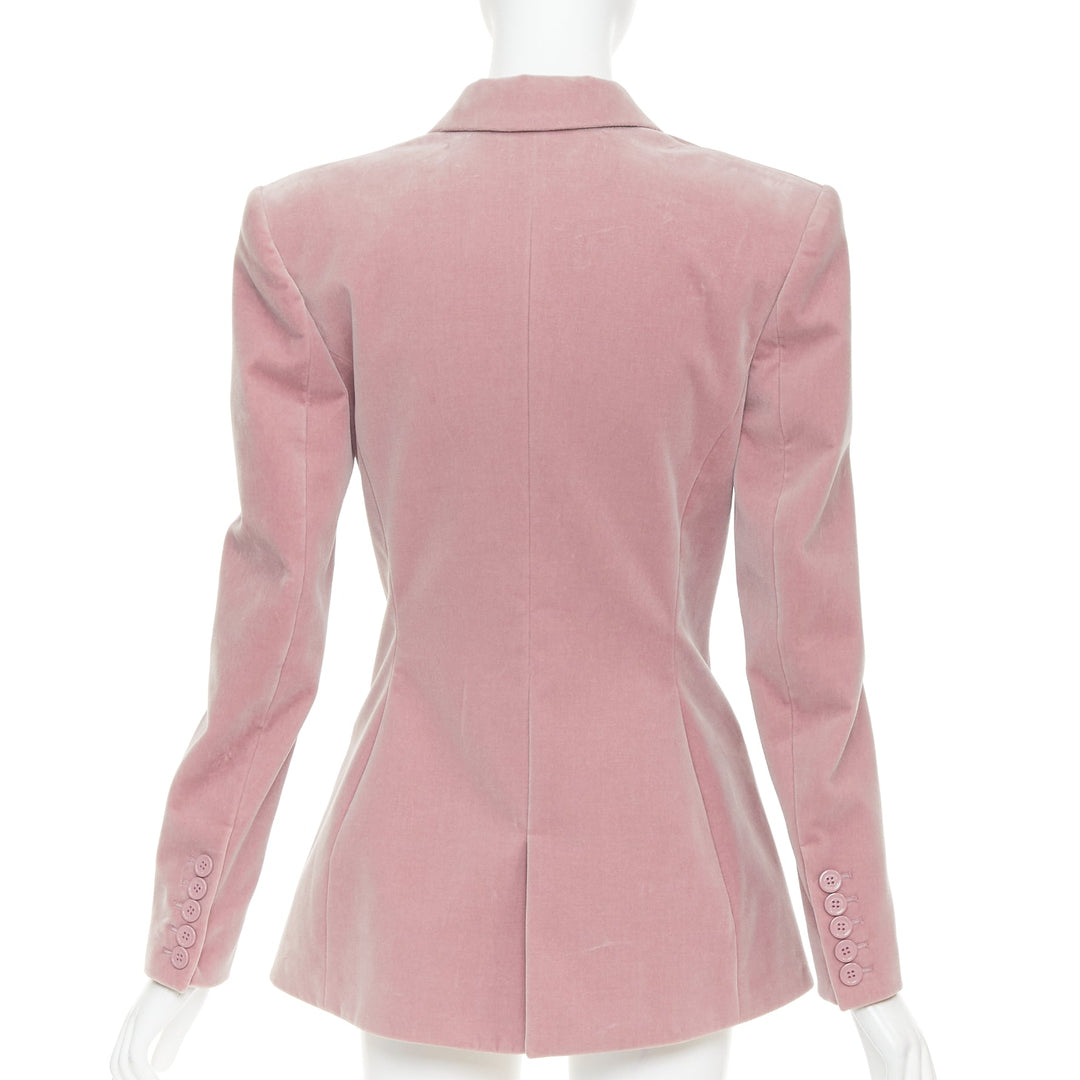 ALEXANDRE VAUTHIER Runway blush pink velvet single breasted blazer jacket