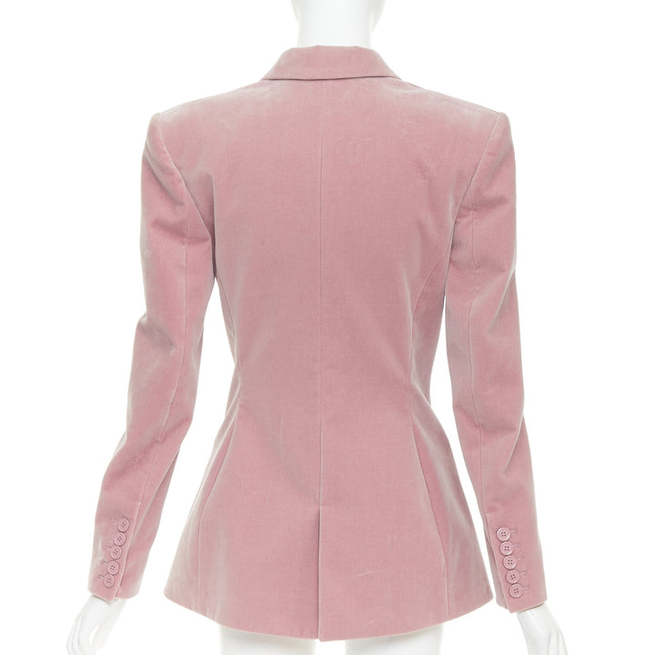 ALEXANDRE VAUTHIER Runway blush pink velvet single breasted blazer jacket
