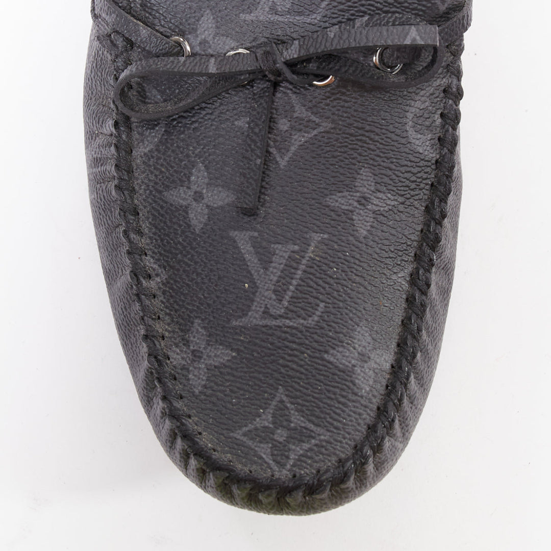 LOUIS VUITTON Arizona Eclipse grey canvas monogram mocassin EU42.5