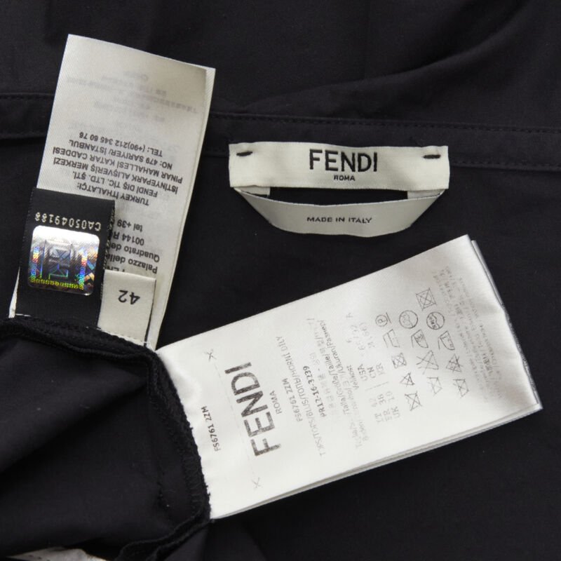 FENDI black cotton ruffle one shoulder belted peplum top IT42 M
