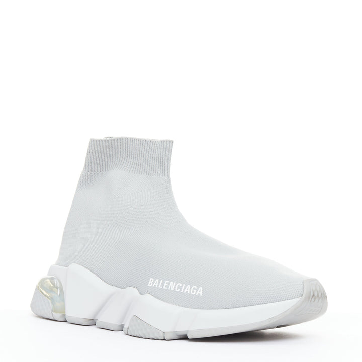 BALENCIAGA Speed Trainer Clear Sole grey sock sneakers EU37