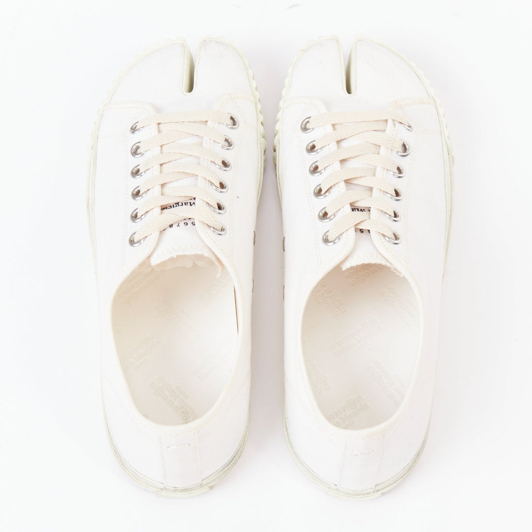 MAISON MARGIELA Tabi white canvas off-white laced low top sneakers EU41