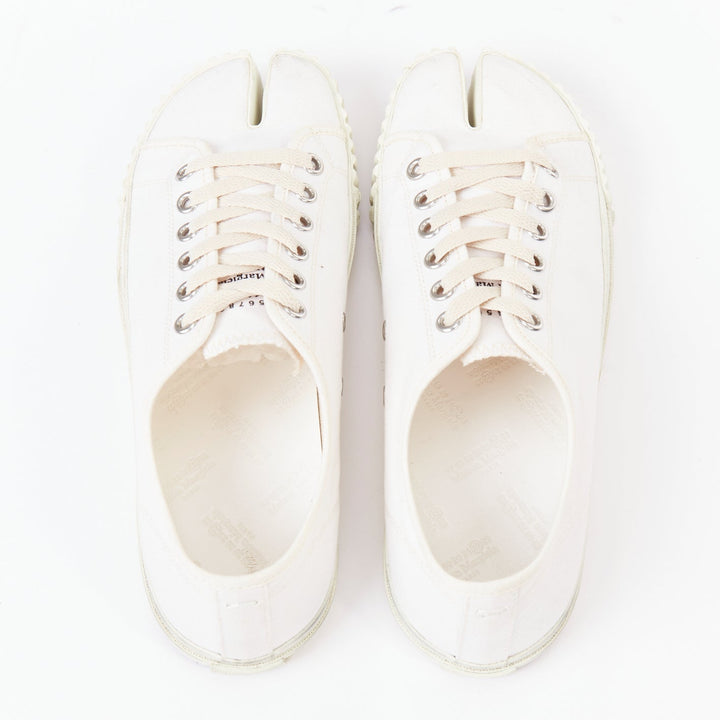 MAISON MARGIELA Tabi white canvas off-white laced low top sneakers EU41
