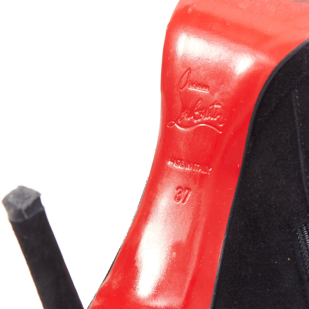 CHRISTIAN LOUBOUTIN Botalili 100 veau velour black suede platform boots EU37.5