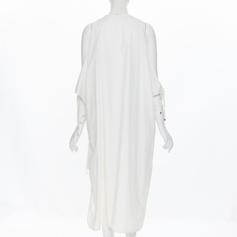 ROSETTA GETTY white cotton gold harware tie side high low casual dress XS