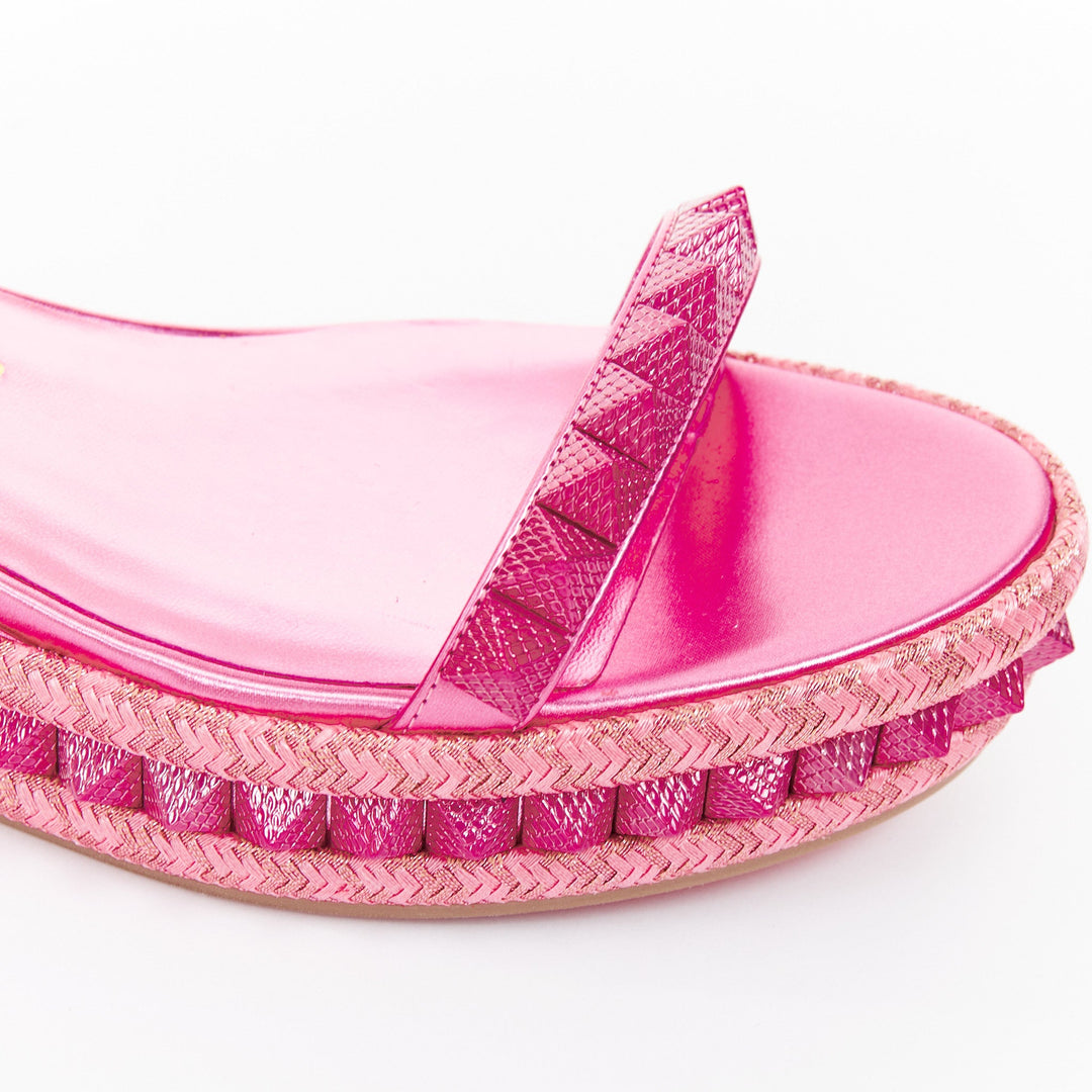 CHRISTIAN LOUBOUTIN Pyraclou 60 glam metallic pink spikes platform wedges EU38