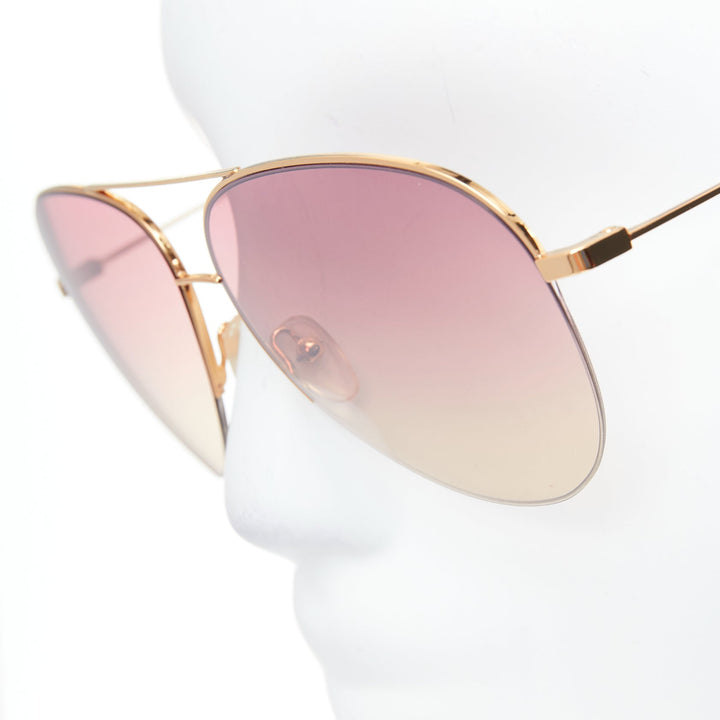 VICTORIA BECKHAM VBS90 C61 pink gradient gold trim handmade aviators