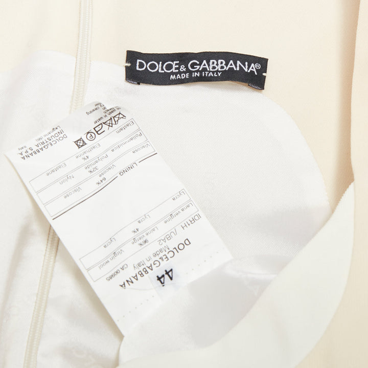 DOLCE GABBANA Vintage cream virgin wool panelled scoop neck sheath dress IT44 L