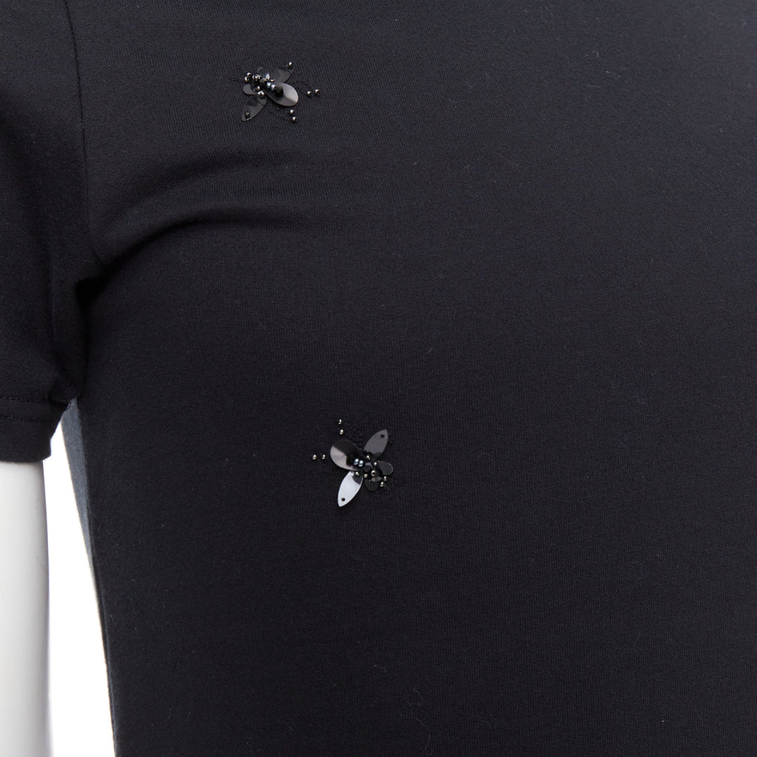 DIOR HOMME black bee sequin embellished crewneck tshirt XS