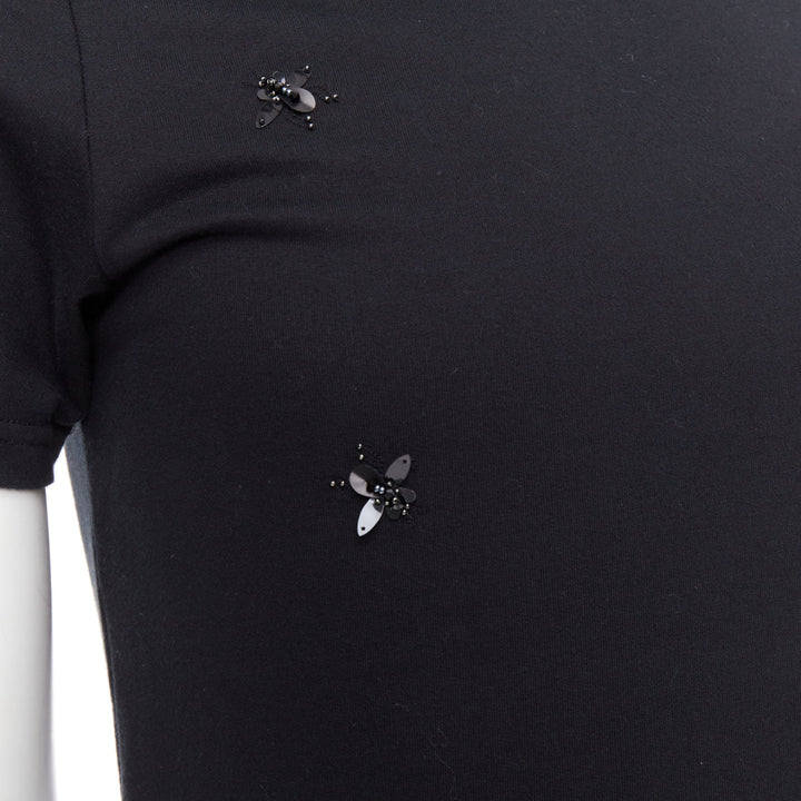 DIOR HOMME black bee sequin embellished crewneck tshirt XS