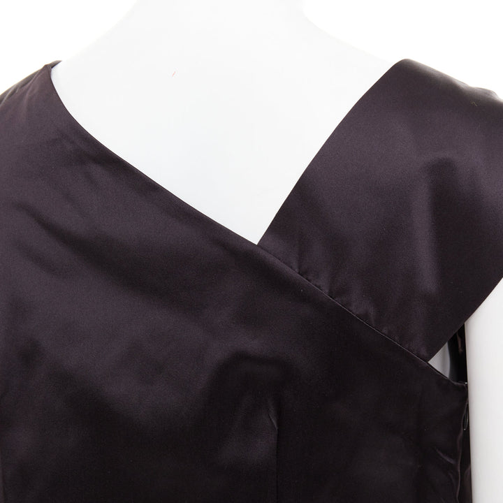 MIU MIU 2009 black silk satin bow top pleated mini dress IT44 L