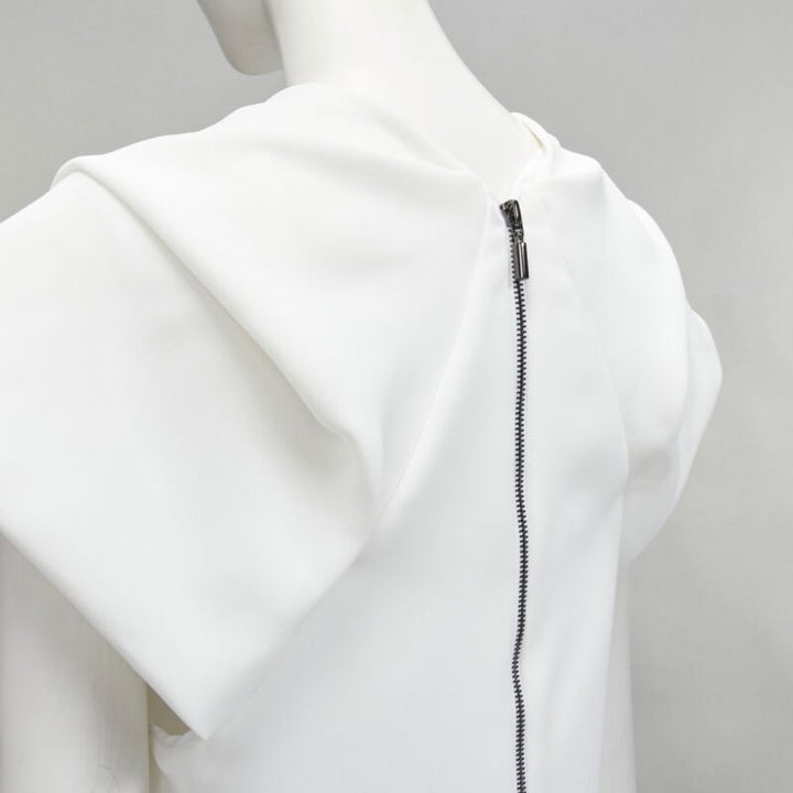 MATICEVSKI 2020 Lastingly Blouse white crepe origami pleat zip back vest AUS8 M