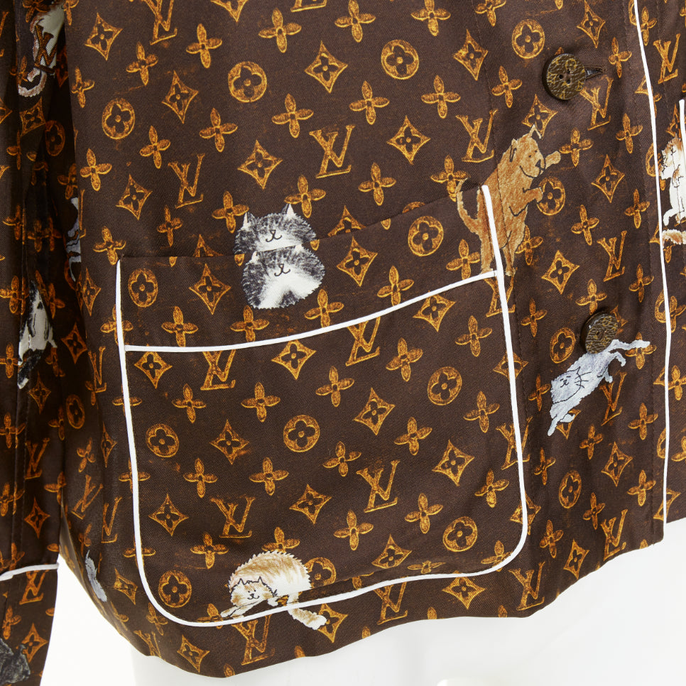 rare  LOUIS VUITTON 2019 Runway Grace Coddington Catogram Monogram top FR36 XS