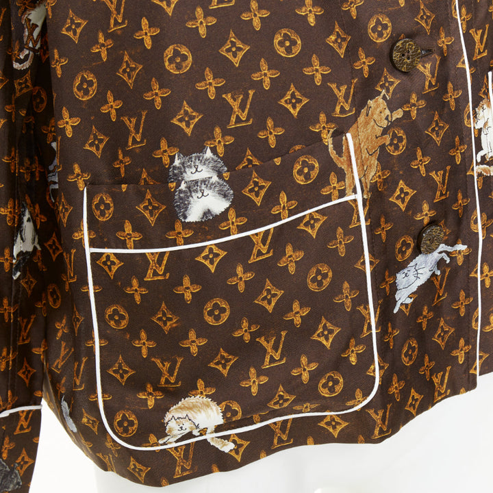 rare  LOUIS VUITTON 2019 Runway Grace Coddington Catogram Monogram top FR36 XS