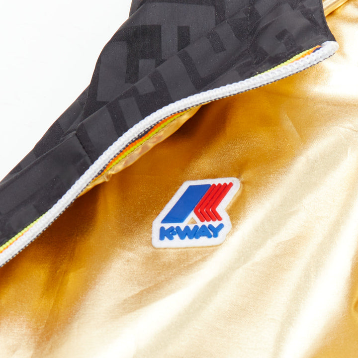 FENDI K-WAY metallic gold black FF reversible waterproof windbreaker S