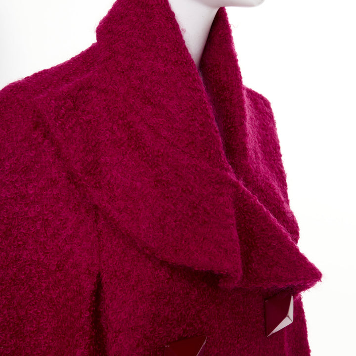 JOHN GALLIANO Vintage pink mohair blend shearling pyramid button cape jacket M