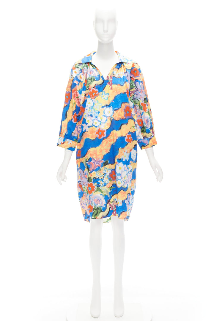 MARNI Flaminia Veronesi 2022 multicolour floral paint batwing dress IT36 XS