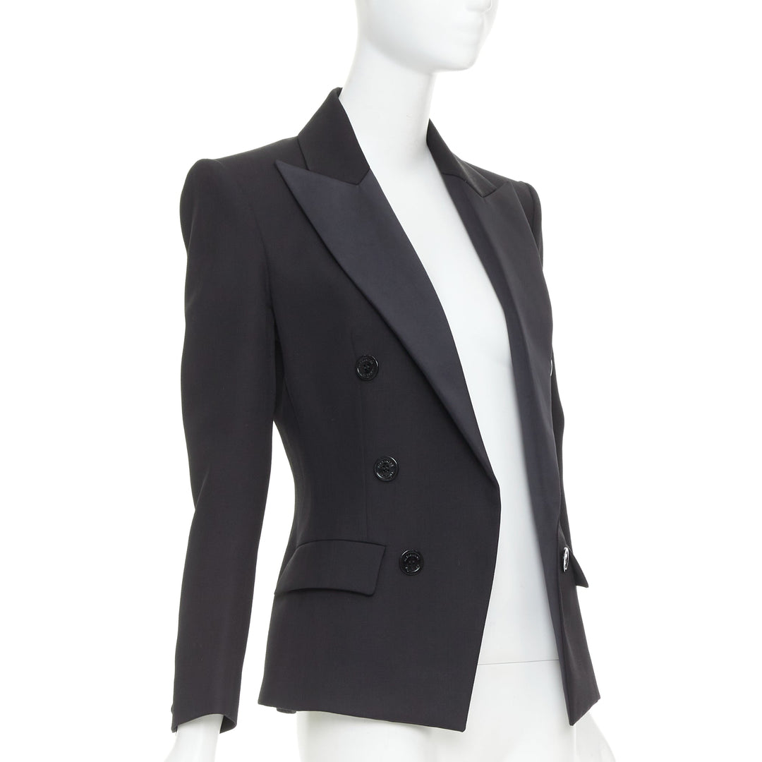 ALEXANDRE VAUTHIER COUTURE SS2021 black grain de poudre satin lapel tux jacket