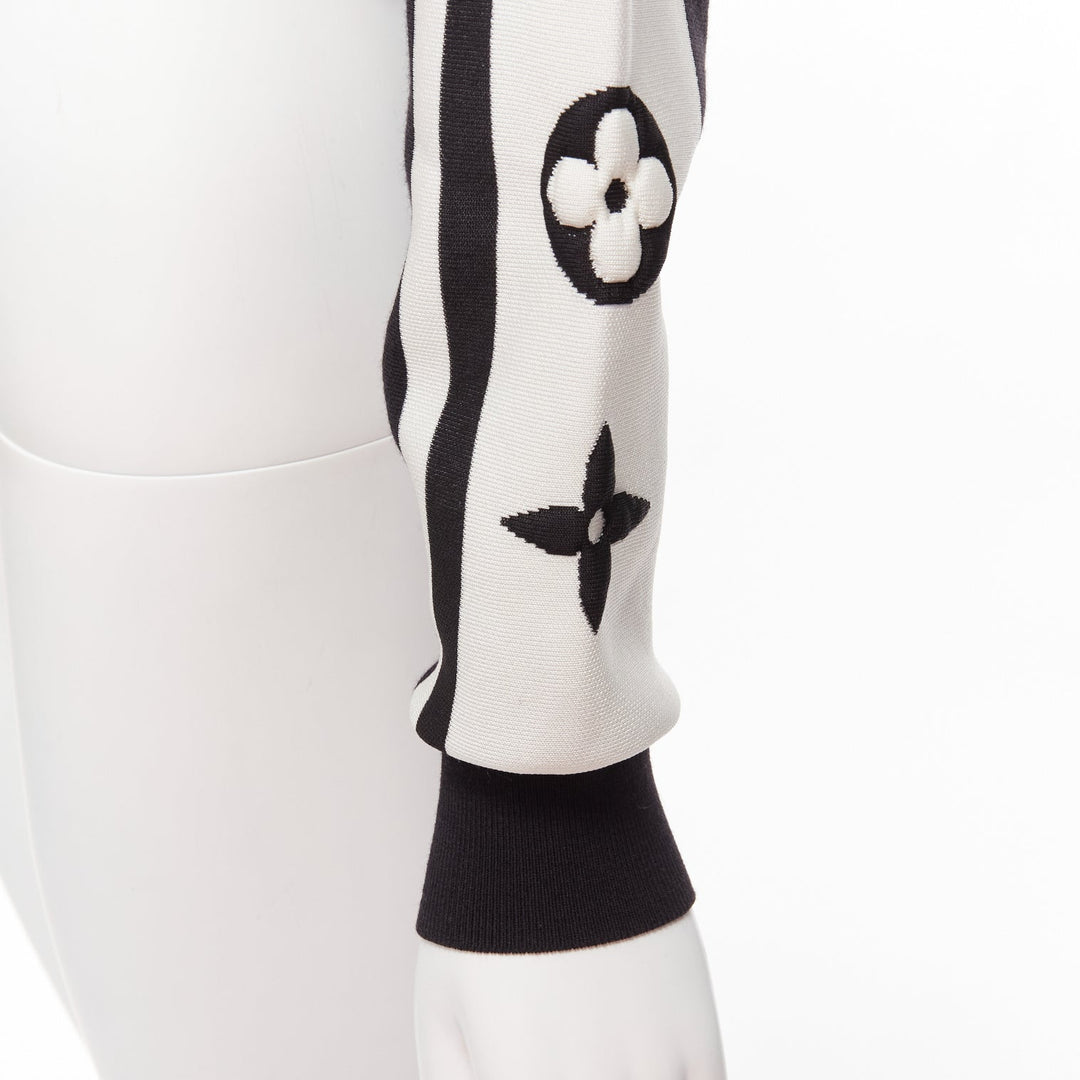 LOUIS VUITTON 2022 Runway black white floral motif cropped sweater XXS