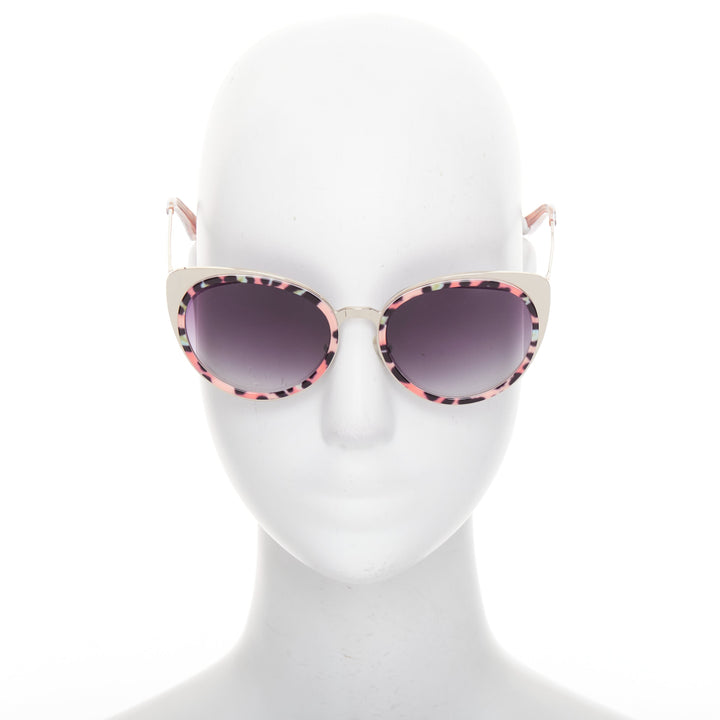 MATTHEW WILLIAMSON Linda Farrow MW987 pink green cat eye leopard sunglasses